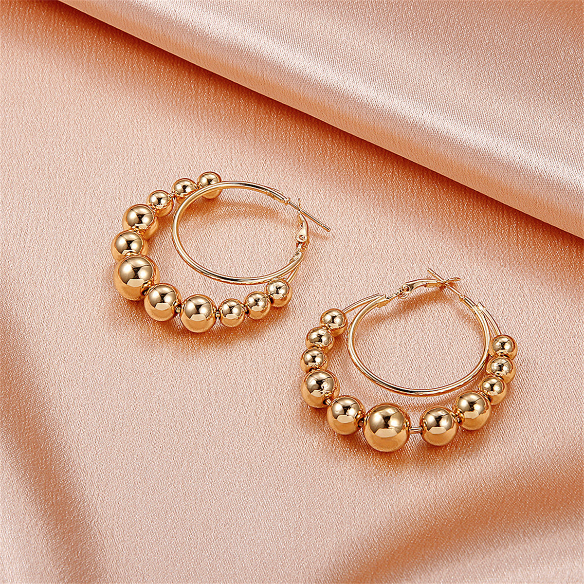 18K Gold-Plated Beaded Layered Hoop Earrings