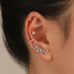 Clear Crystal & Cubic Zirconia Branch Ear Climber & Cuff Set