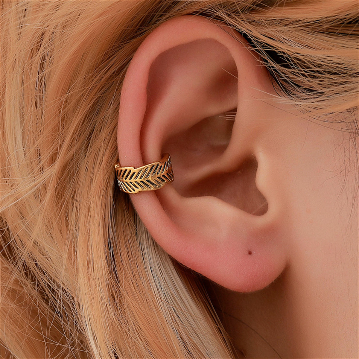 18K Gold-Plated Leaf Ear Cuff