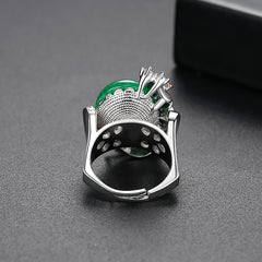 Cubic Zirconia & Green Quartz Flower Adjustable Ring