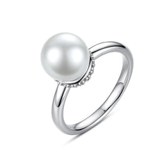 Pearl & Silver-Plated Ball Ring