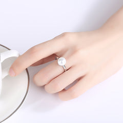 Pearl & Silver-Plated Ball Ring