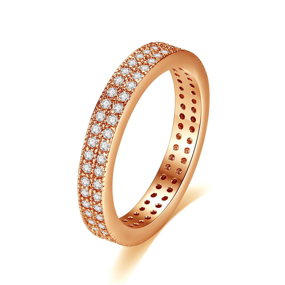 Cubic Zirconia & 18K Rose Gold-Plated Two-Row Band