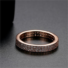 Cubic Zirconia & 18K Rose Gold-Plated Two-Row Band