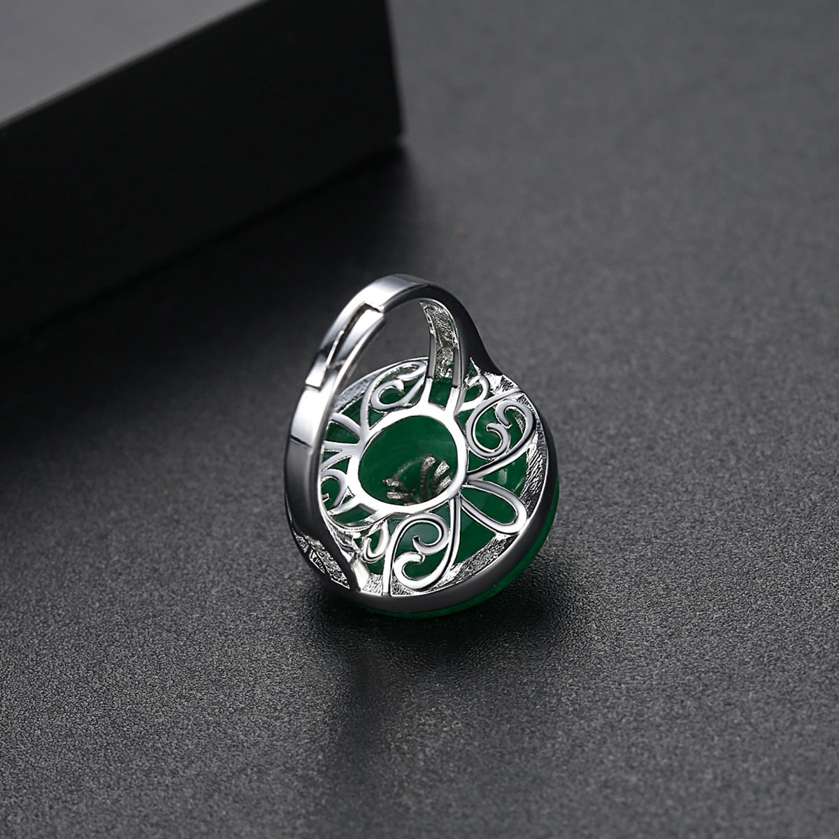 Cubic Zirconia & Green Quartz Flower Round Adjustable Ring