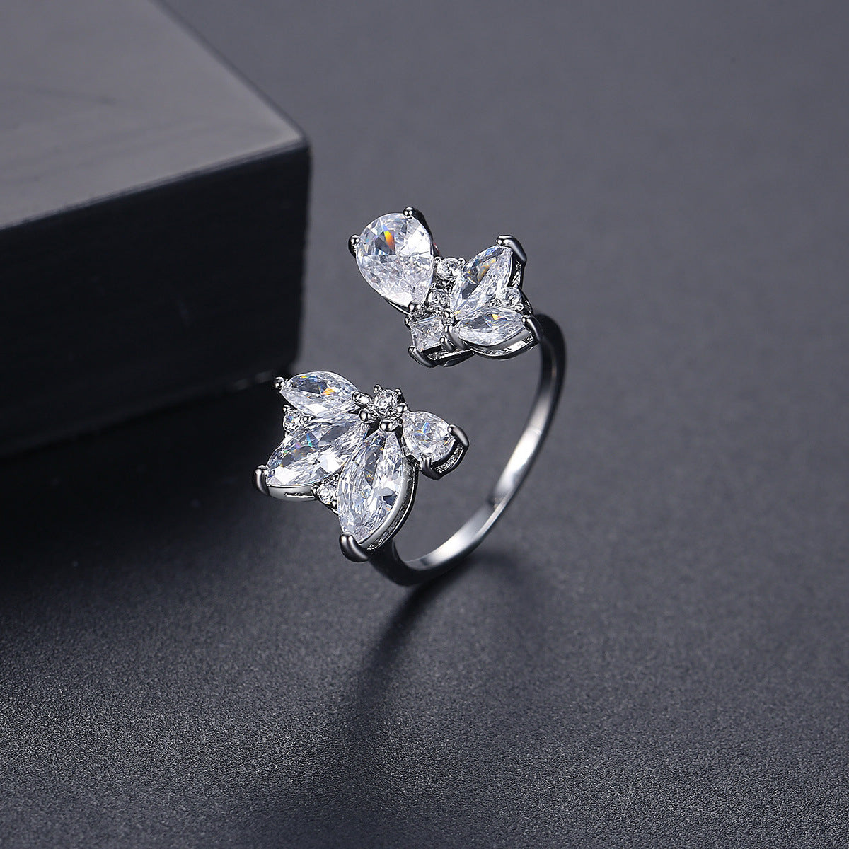 Crystal & Cubic Zirconia Marquise-Cut Open Ring