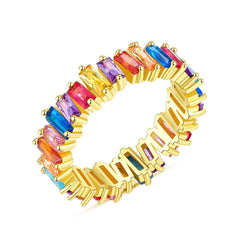 Multicolor Crystal & 18K Gold-Plated Baguette-Cut Ladder Band