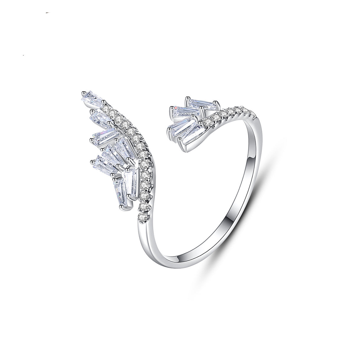 Crystal & Cubic Zirconia Silver-Plated Rattan Open Ring