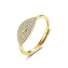 Cubic Zirconia & 18K Gold-Plated Eye Adjustable Ring