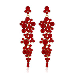 Red Cubic Zirconia & 18K Gold-Plated Cluster Drop Earrings