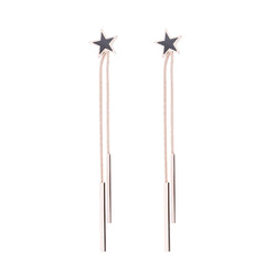 Black Acrylic & 18K Rose Gold-Plated Star Bar Tassel Drop Earrings