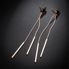 Black Acrylic & 18K Rose Gold-Plated Star Bar Tassel Drop Earrings