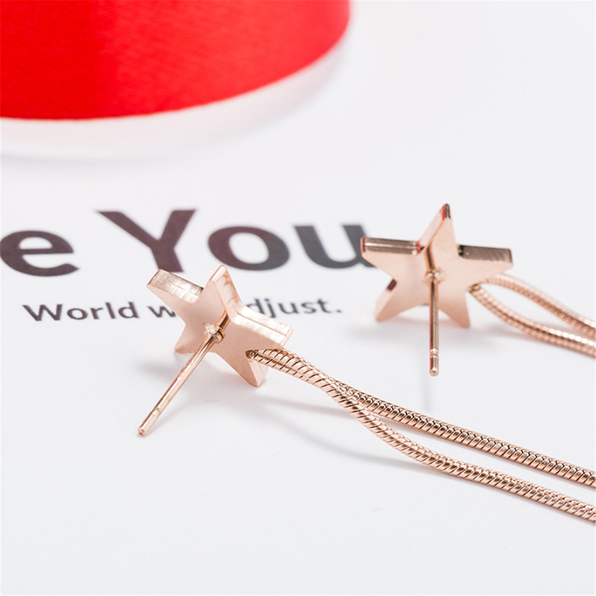 Black Acrylic & 18K Rose Gold-Plated Star Bar Tassel Drop Earrings