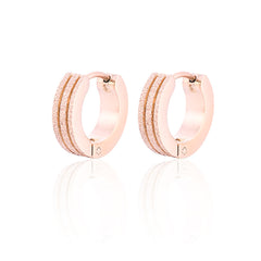 18K Rose Gold-Plated Frosted Huggie Earring