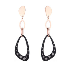 Black Acrylic & 18K Rose Gold-Plated Star Triangle Drop Earrings