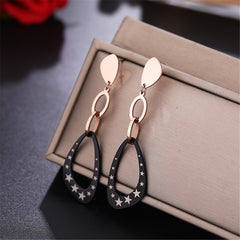 Black Acrylic & 18K Rose Gold-Plated Star Triangle Drop Earrings