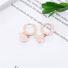 Cubic Zirconia & 18K Rose Gold-Plated Frosted Fish Huggie Earring