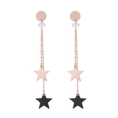 Cubic Zirconia & Acrylic 18K Rose Gold-Plated Double-Star Tassel Drop Earrings