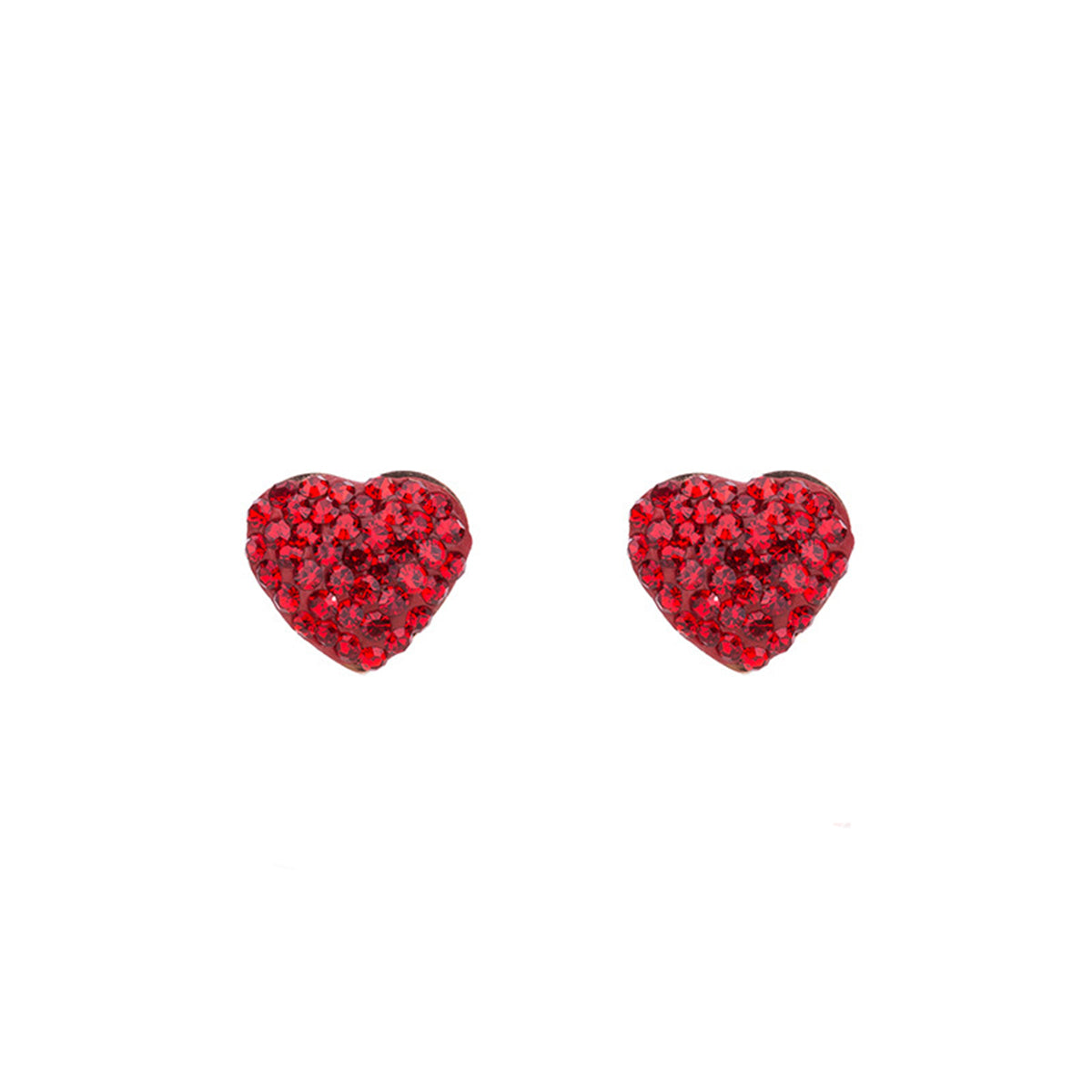 Red Cubic Zirconia & 18K Rose Gold-Plated Heart Stud Earrings