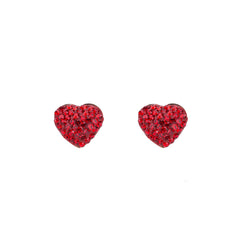 Red Cubic Zirconia & 18K Rose Gold-Plated Heart Stud Earrings