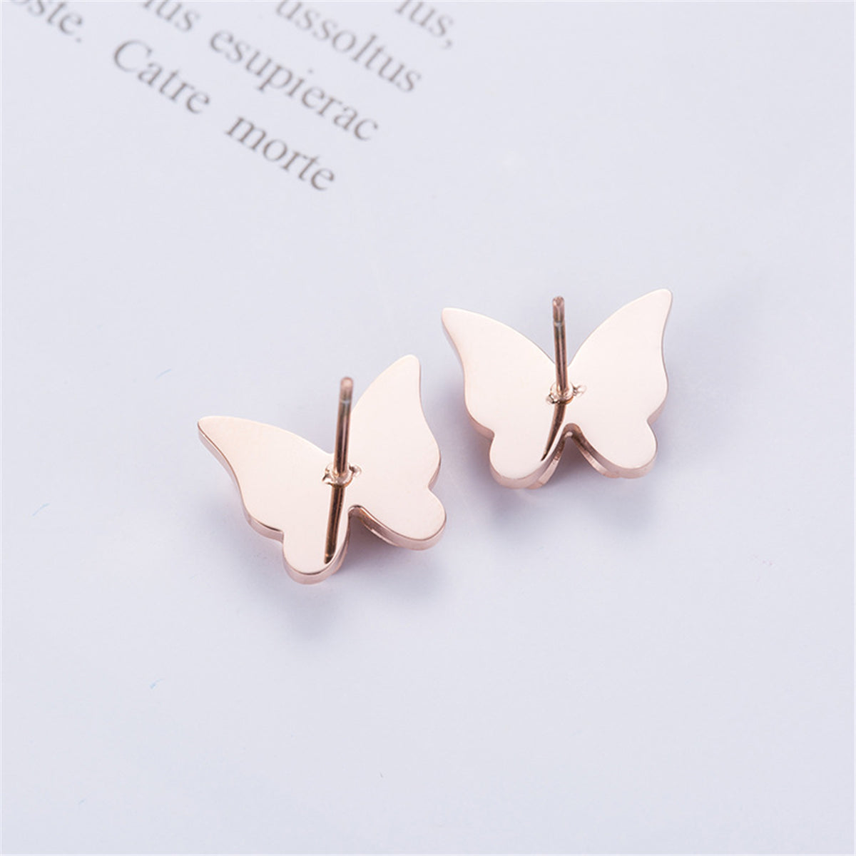 18K Rose Gold-Plated Frosted Butterfly Tassel Ear Jackets