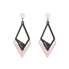 Black Acrylic & 18K Rose Gold-Plated 'Love' Stacked Rhombus Drop Earrings