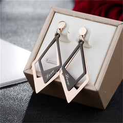 Black Acrylic & 18K Rose Gold-Plated 'Love' Stacked Rhombus Drop Earrings