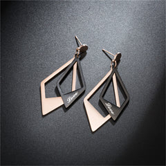 Black Acrylic & 18K Rose Gold-Plated 'Love' Stacked Rhombus Drop Earrings