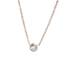 Cubic Zirconia & 18K Rose Gold-Plated Round Pendant Necklace