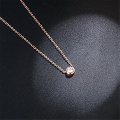 Cubic Zirconia & 18K Rose Gold-Plated Round Pendant Necklace