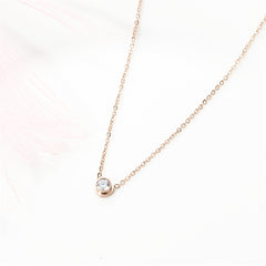 Cubic Zirconia & 18K Rose Gold-Plated Round Pendant Necklace