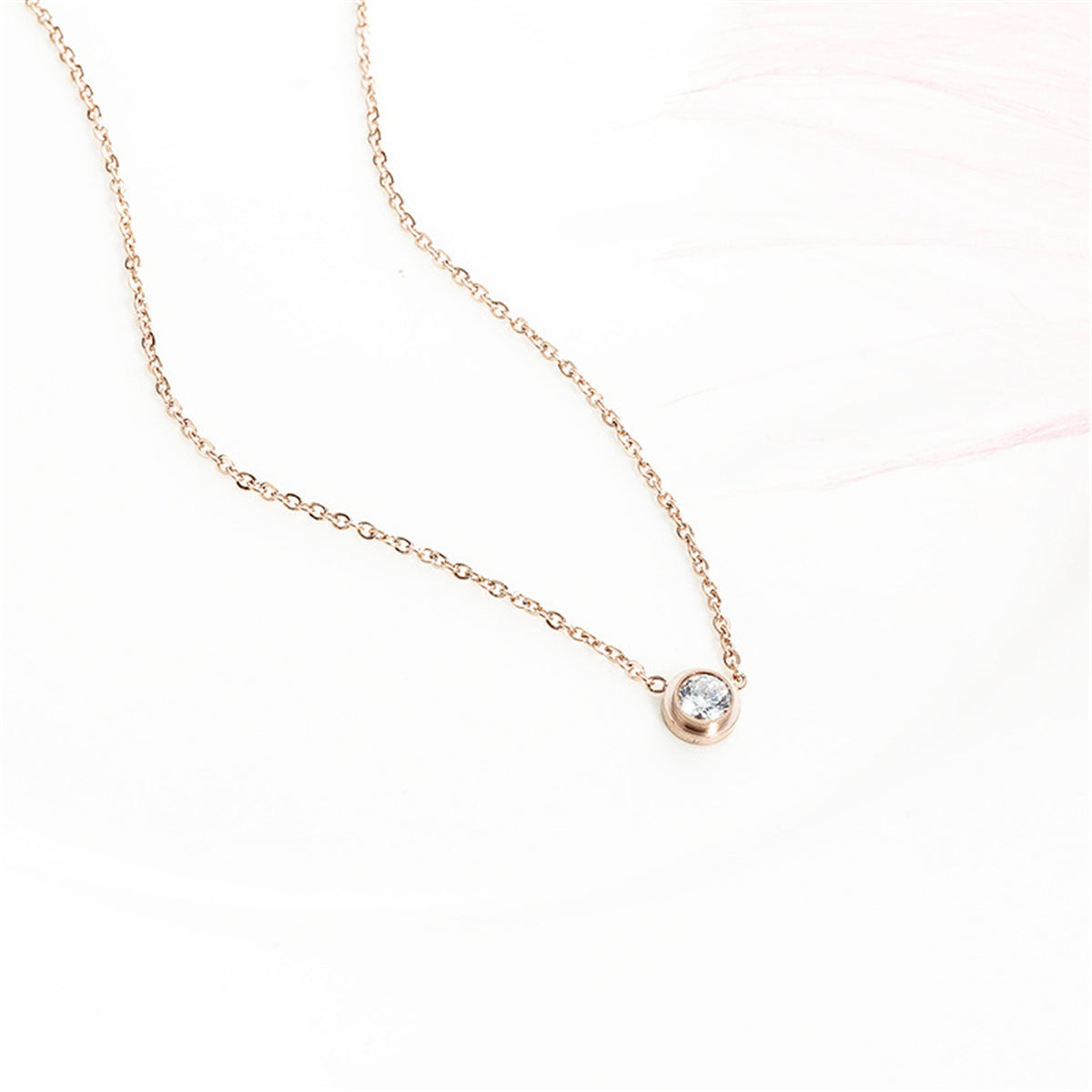 Cubic Zirconia & 18K Rose Gold-Plated Round Pendant Necklace