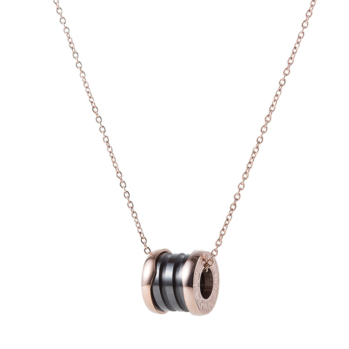 Black Ceramic & 18K Rose Gold-Plated Coil Pendant Necklace