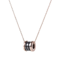 Black Ceramic & 18K Rose Gold-Plated Coil Pendant Necklace