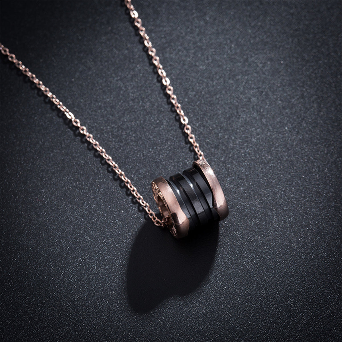 Black Ceramic & 18K Rose Gold-Plated Coil Pendant Necklace