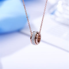 Clear Cubic Zirconia & 18K Rose Gold-Plated Ring Pendant Necklace