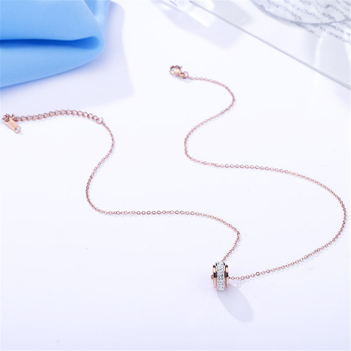 Clear Cubic Zirconia & 18K Rose Gold-Plated Ring Pendant Necklace