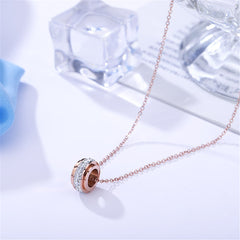 Clear Cubic Zirconia & 18K Rose Gold-Plated Ring Pendant Necklace