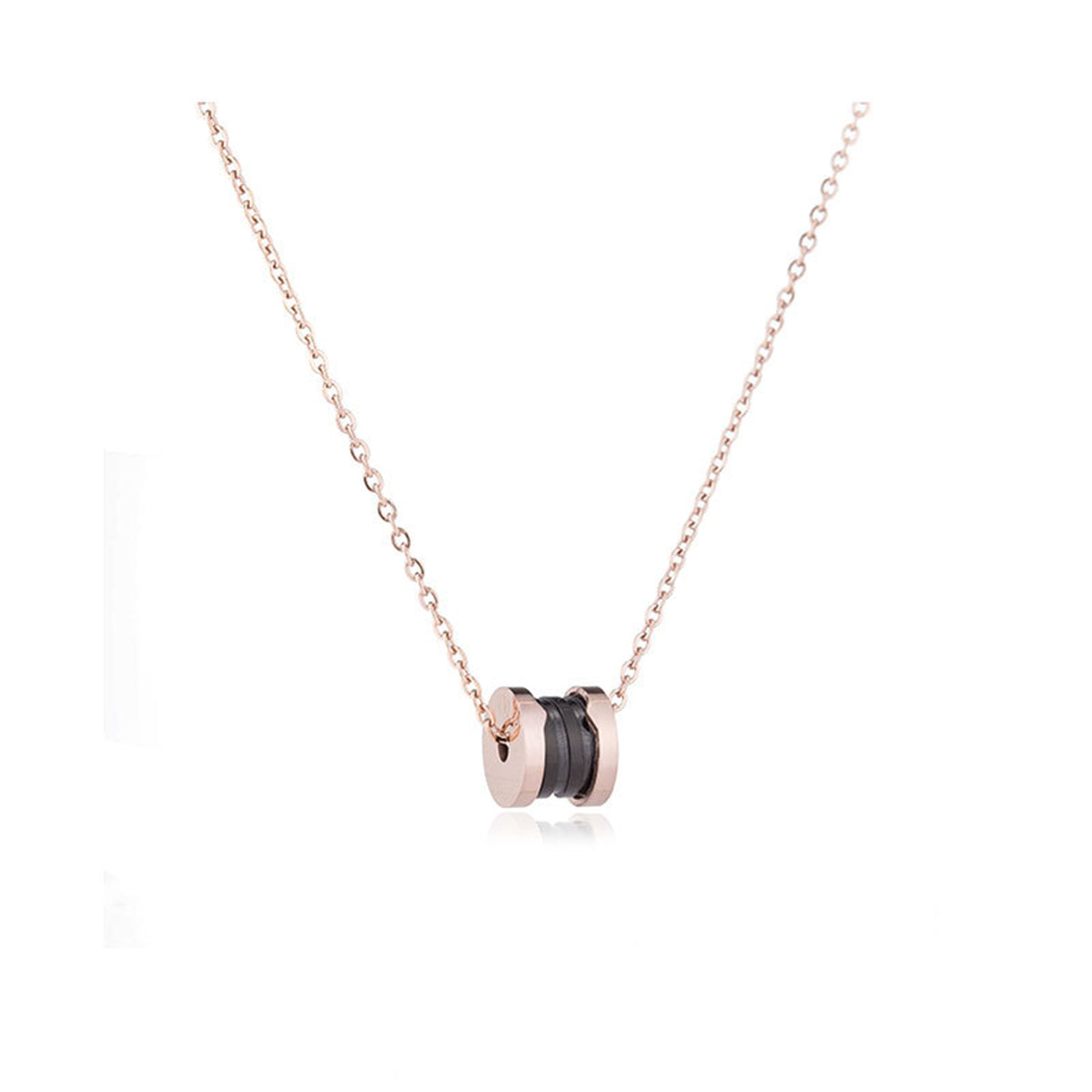 Black Acrylic & 18K Rose Gold-Plated Coil Pendant Necklace