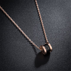 Black Acrylic & 18K Rose Gold-Plated Coil Pendant Necklace