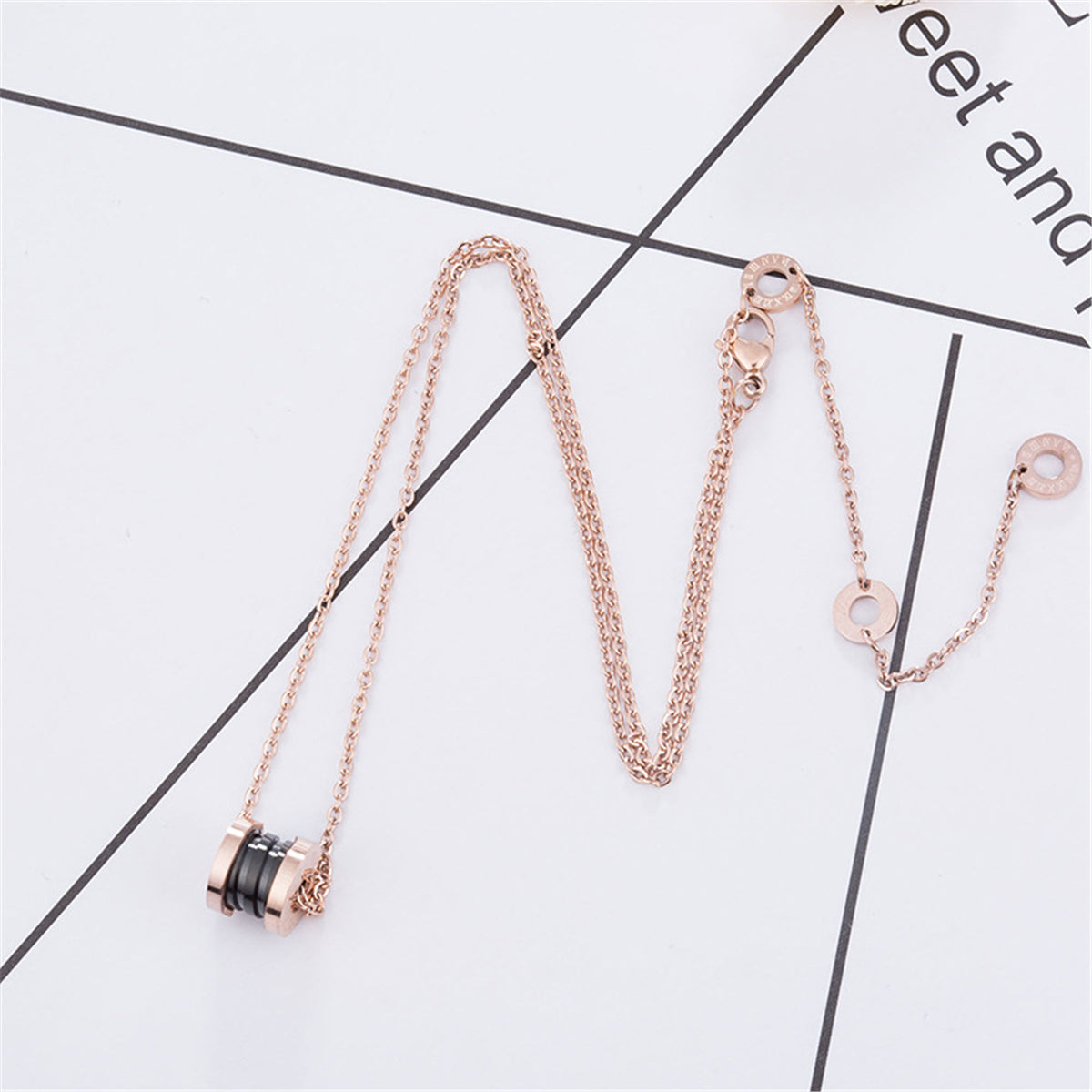 Black Acrylic & 18K Rose Gold-Plated Coil Pendant Necklace