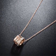 Cubic Zirconia & 18K Rose Gold-Plated Roman Numeral Pendant Necklace