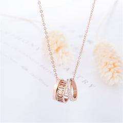 Cubic Zirconia & 18K Rose Gold-Plated Roman Numeral Pendant Necklace