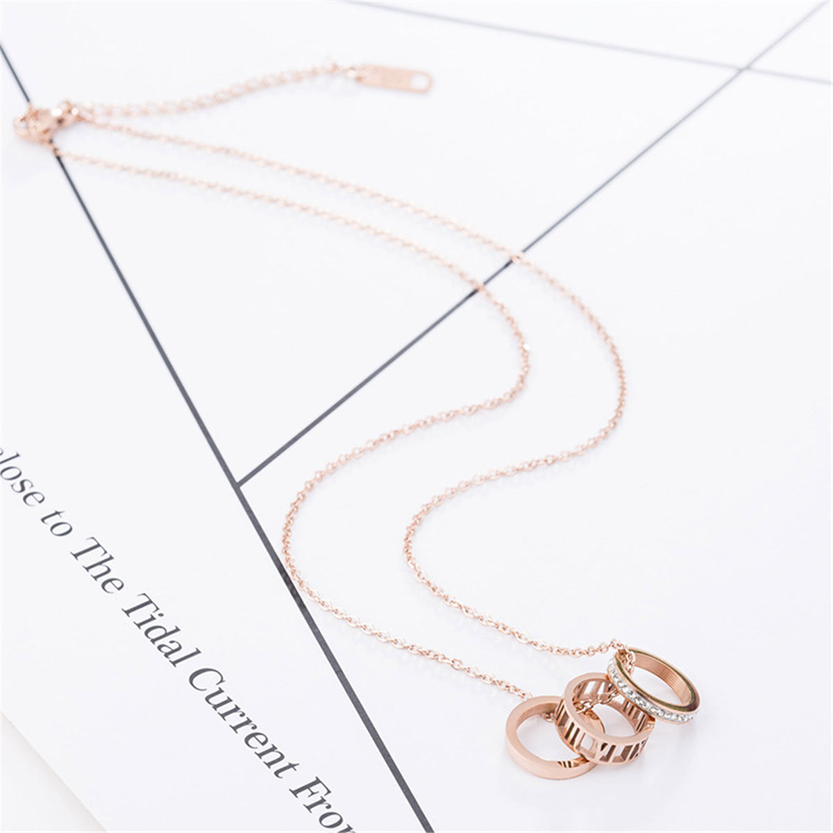 Cubic Zirconia & 18K Rose Gold-Plated Roman Numeral Pendant Necklace