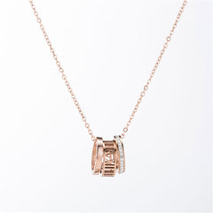 Cubic Zirconia & 18K Rose Gold-Plated Roman Numeral Pendant Necklace