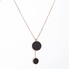 Black Acrylic & 18K Rose Gold-Plated Double Round Lariat Pendant Necklace