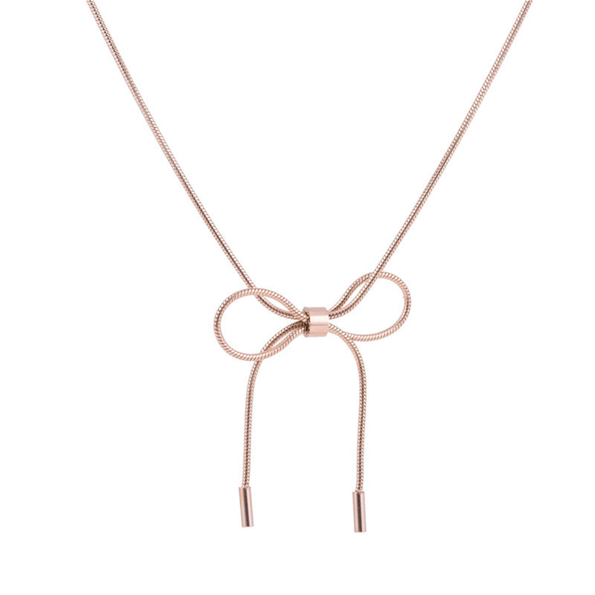 18K Rose Gold-Plated Bow Pendant Necklace