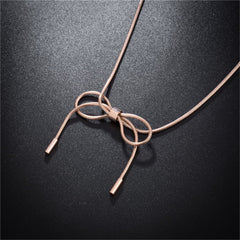 18K Rose Gold-Plated Bow Pendant Necklace