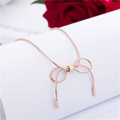 18K Rose Gold-Plated Bow Pendant Necklace