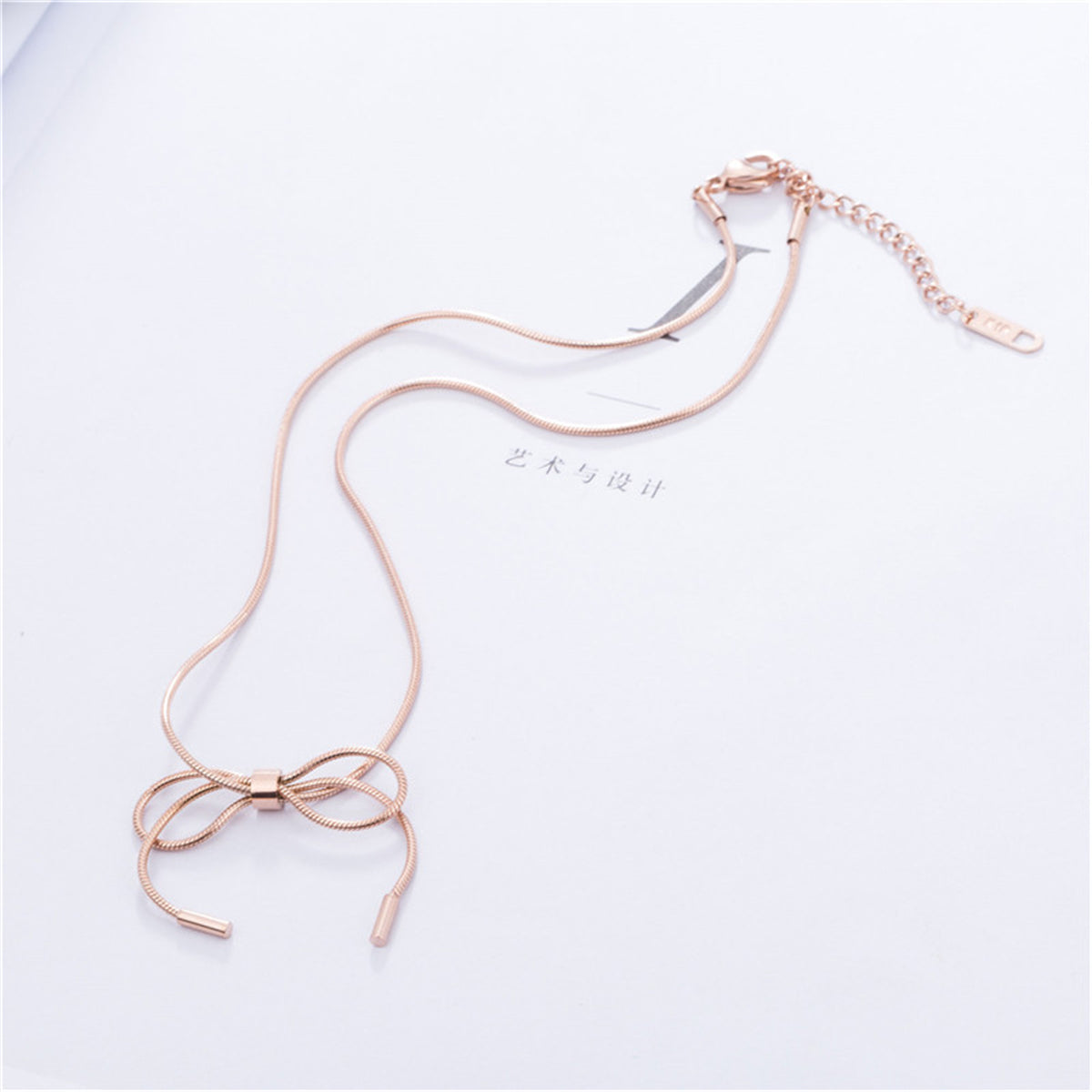 18K Rose Gold-Plated Bow Pendant Necklace